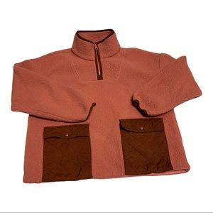MADEWELL (Re)sourced Fleece Quilted-Pocket Popover Jacket Rose Dust Size S